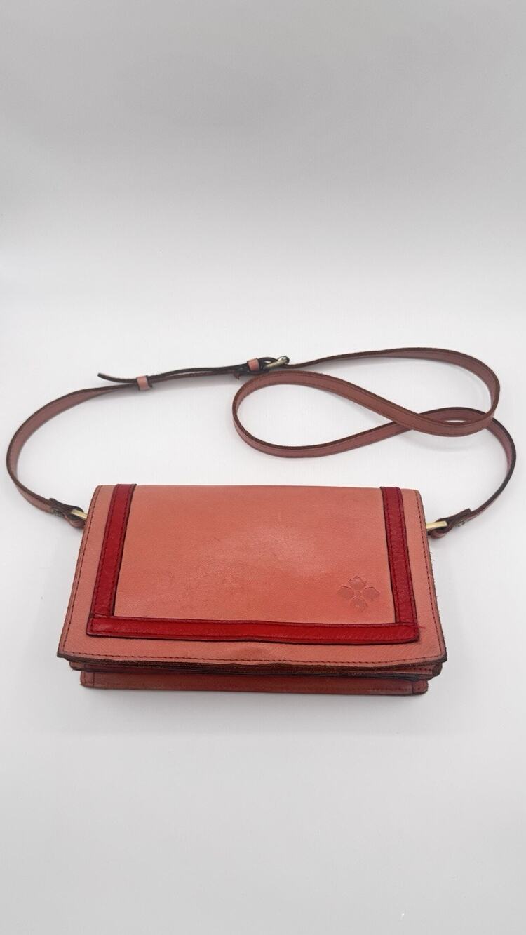 Patricia Nash Kent East West Leather Crossbody Pink Red